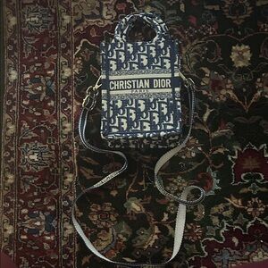 Dior Navy and Cream Patterned Tote